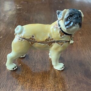 Pug Enameled Metal Trinket Box
